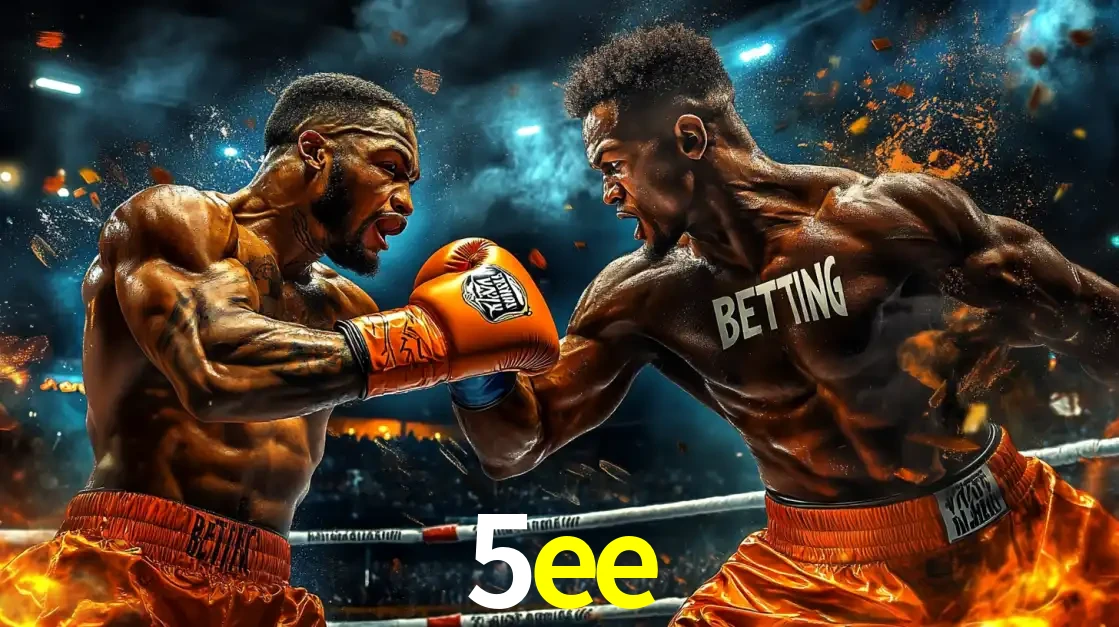 Dois boxeadores em uma luta intensa e explosiva, representando a adrenalina e as oportunidades de apostas em esportes de combate disponíveis na plataforma 5ee.