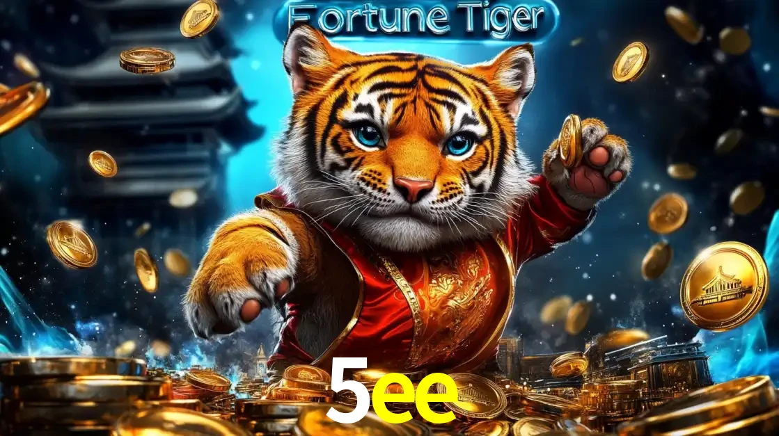 Imagem promocional do jogo de slot Fortune Tiger, com um tigre majestoso em traje tradicional cercado por uma fortuna em moedas de ouro, disponível agora no cassino 5ee.